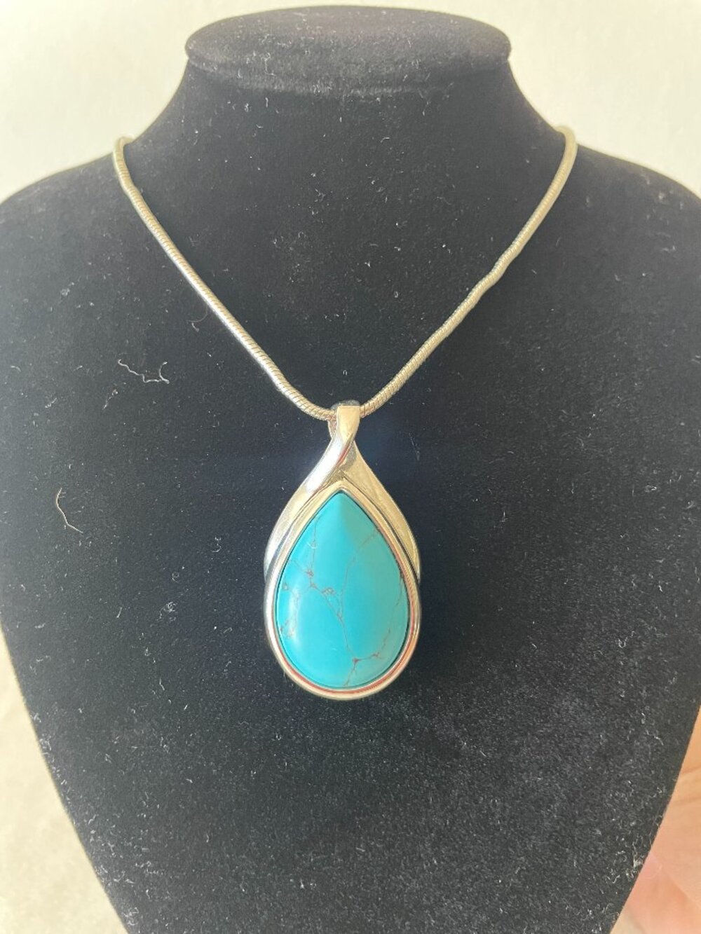 Faux-turquoise & Silver Tone Statement Necklace from Lia Sophia